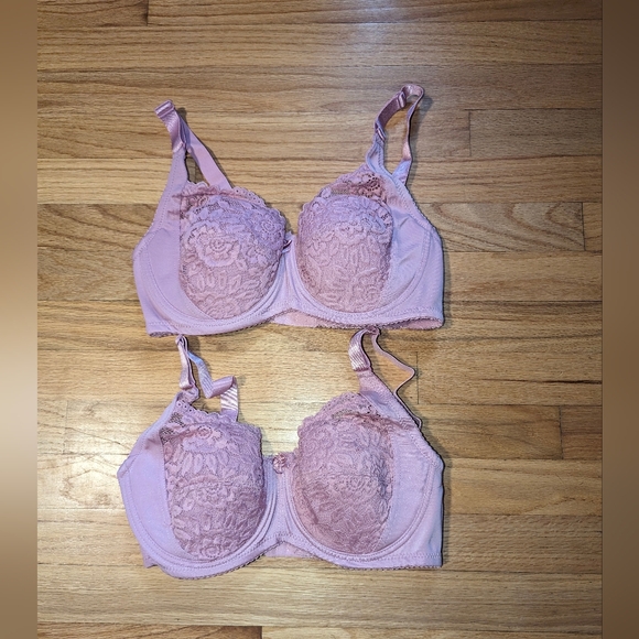 38E Set of 2 Bras Underwire Push Up Lace Floral Bras - Picture 1 of 9